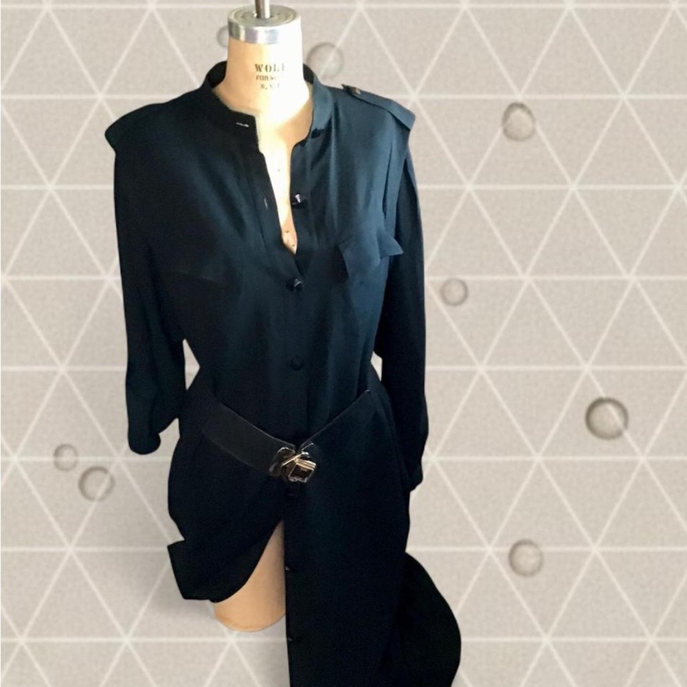 Chaus True Vintage Asymmetrical Black Shirt Structured 80’s Dress